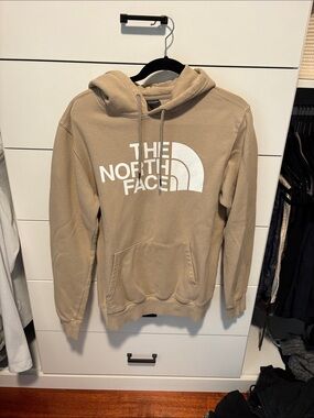The North Face Men's Pullover Hoodie in Beige with White Logo